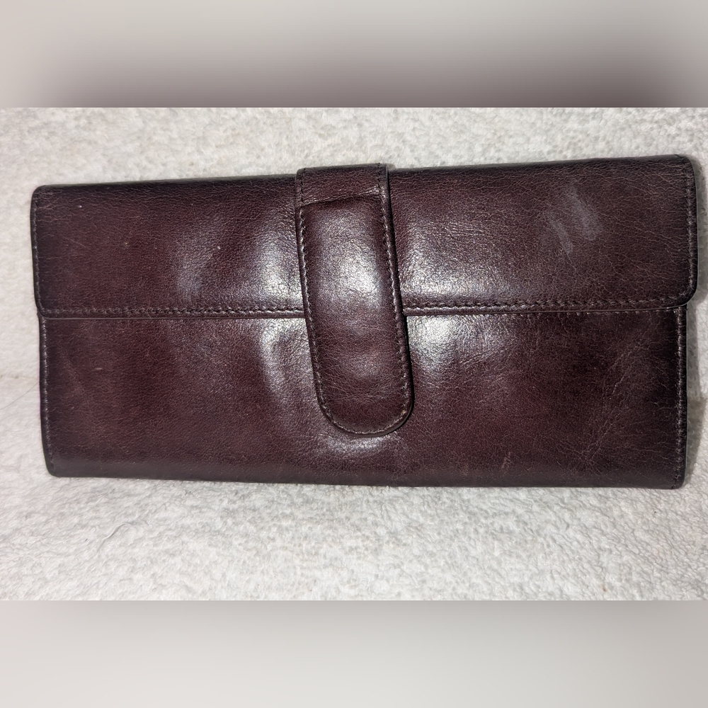 HOBO  Clio Dark Brown Leather Wallet